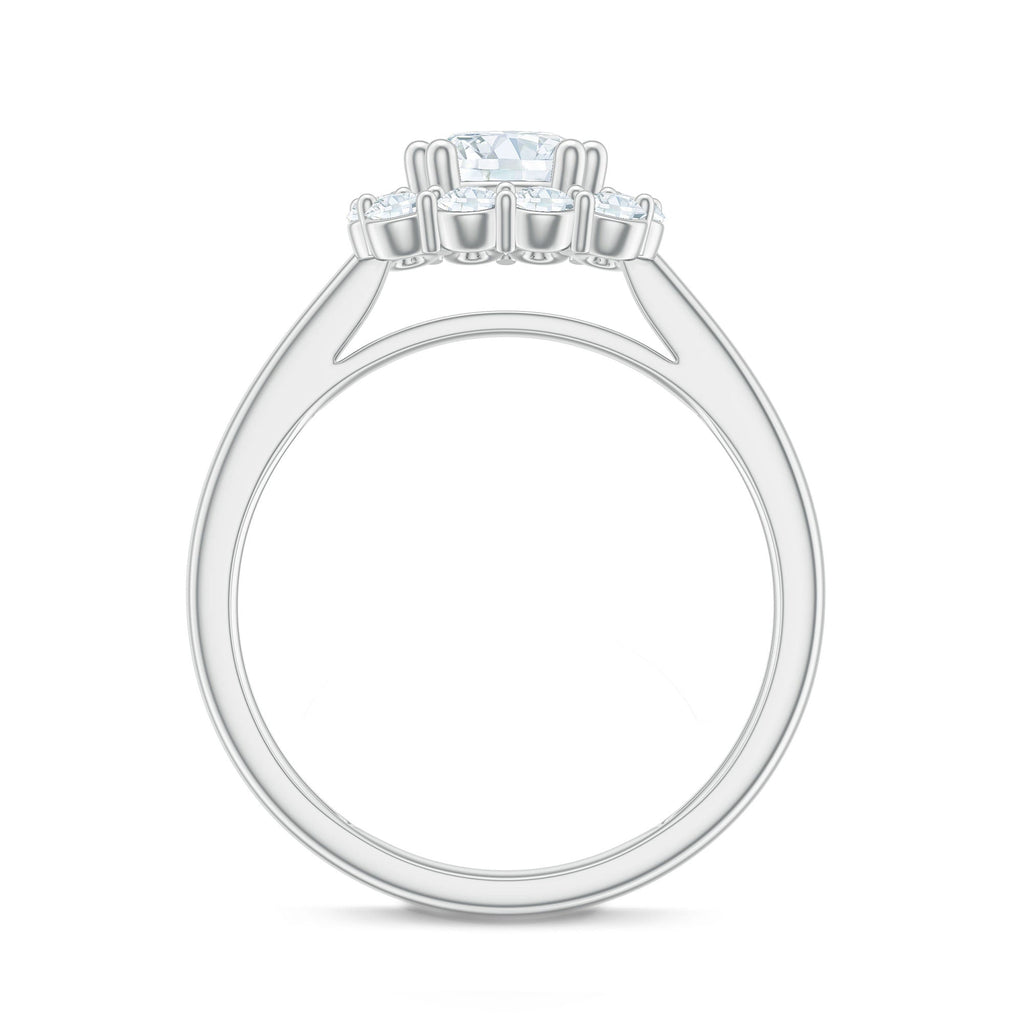 Classic Moissanite Halo Engagement Ring in Double Prong Setting