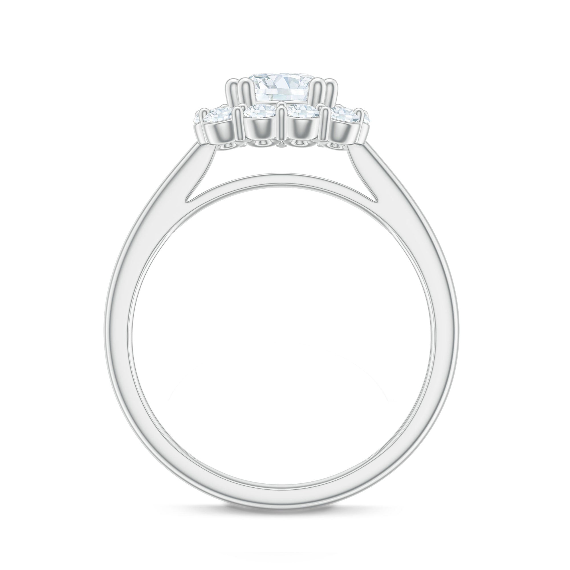 Classic Moissanite Halo Engagement Ring in Double Prong Setting