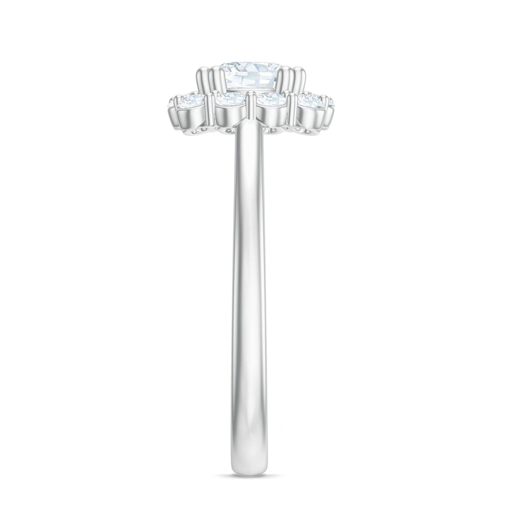 Classic Moissanite Halo Engagement Ring in Double Prong Setting