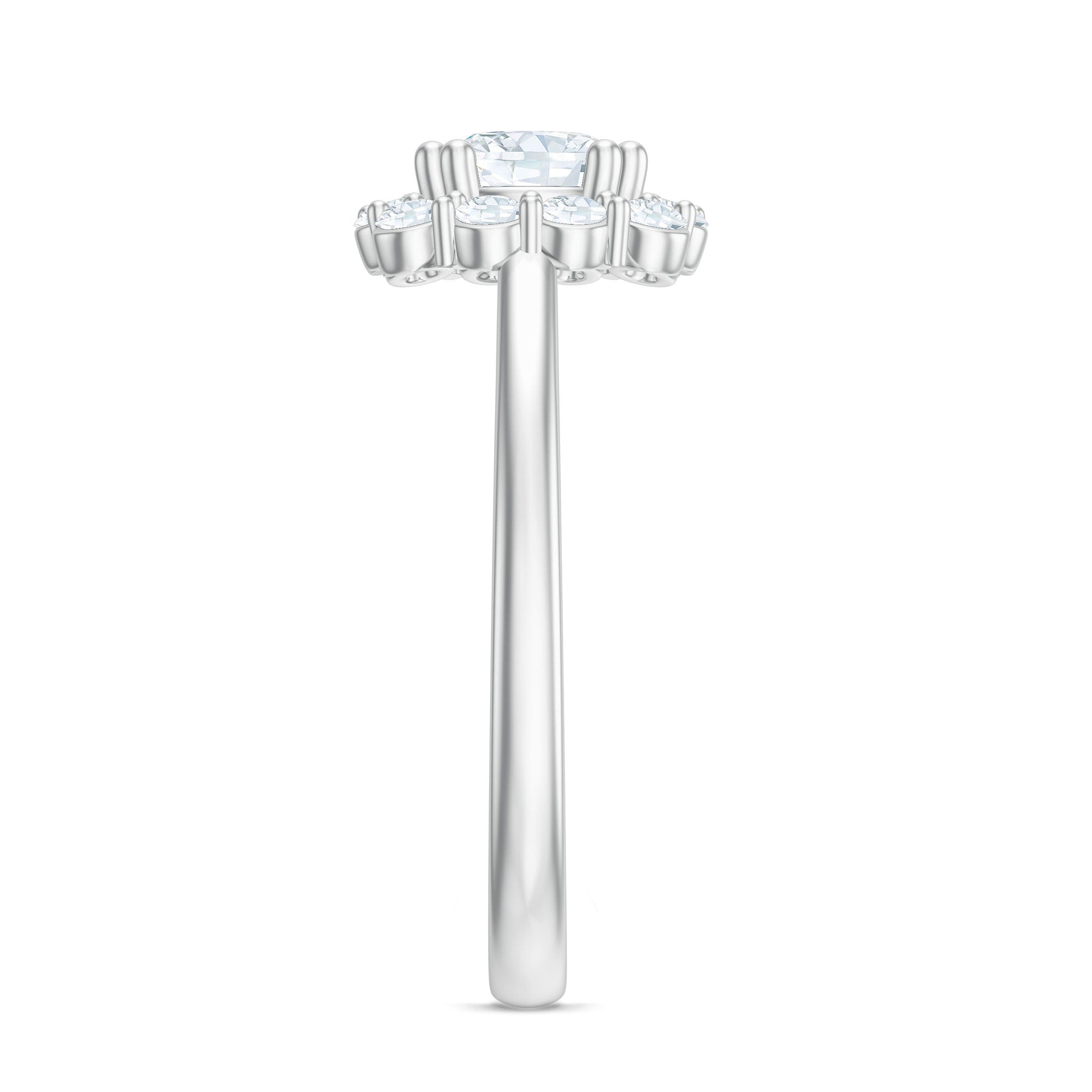 Classic Moissanite Halo Engagement Ring in Double Prong Setting