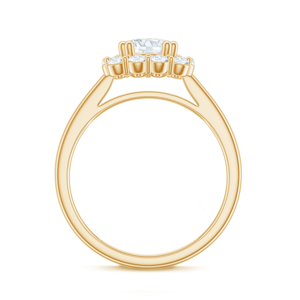 Classic Moissanite Halo Engagement Ring in Double Prong Setting