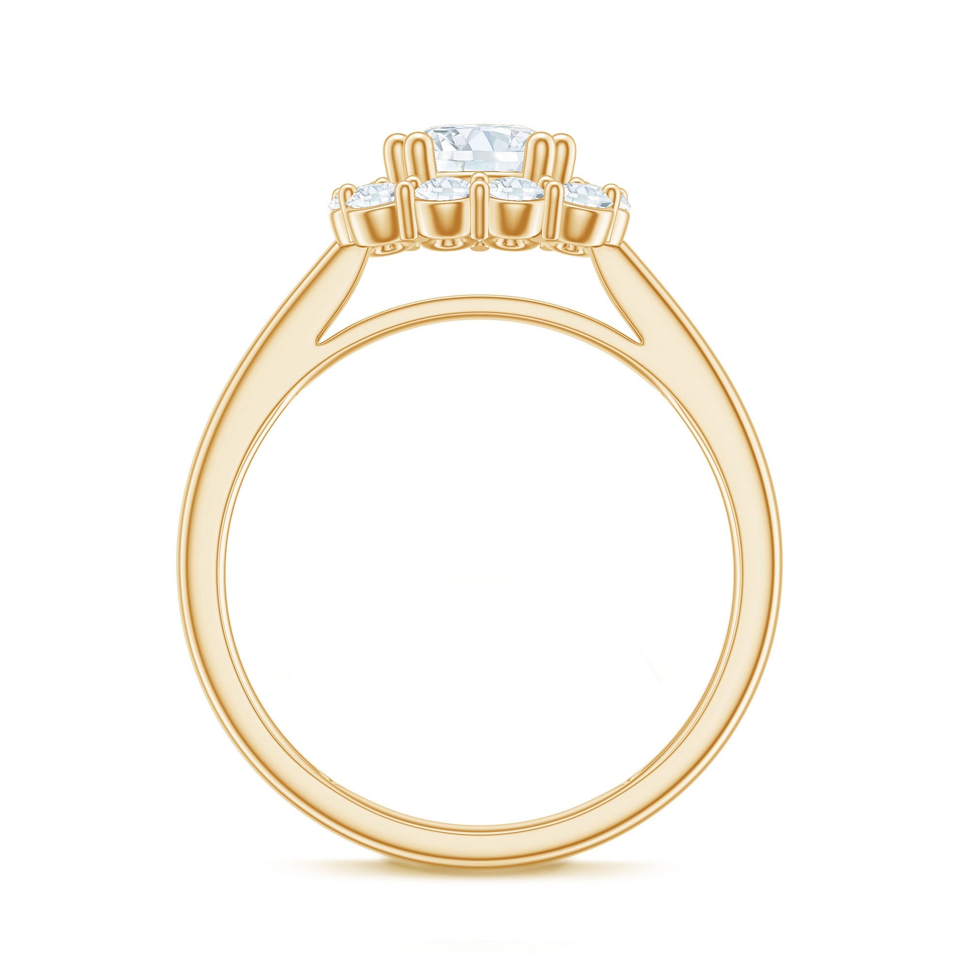 Classic Moissanite Halo Engagement Ring in Double Prong Setting