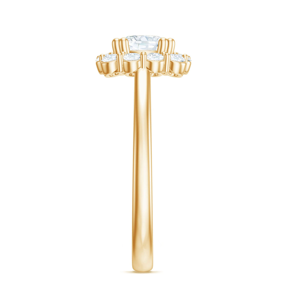 Classic Moissanite Halo Engagement Ring in Double Prong Setting