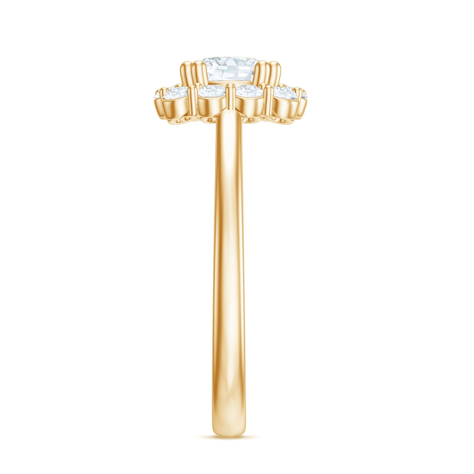 Classic Moissanite Halo Engagement Ring in Double Prong Setting