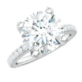 Round 10 MM Moissanite Solitaire Engagement Ring with Side Stones