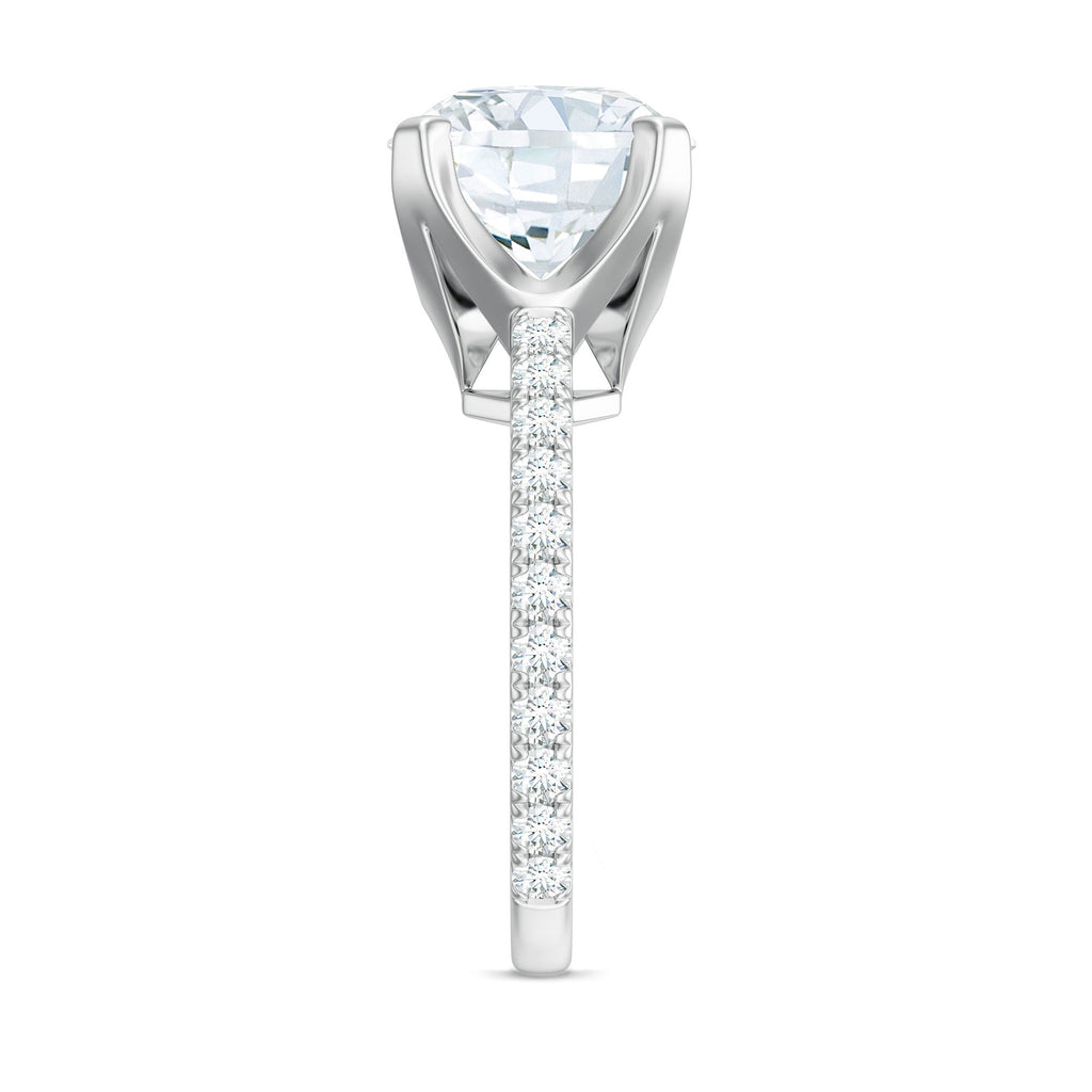 Round 10 MM Moissanite Solitaire Engagement Ring with Side Stones