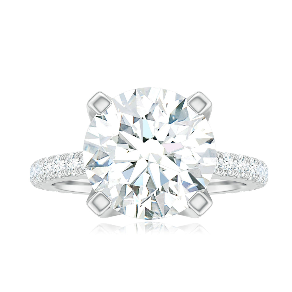 Round 10 MM Moissanite Solitaire Engagement Ring with Side Stones