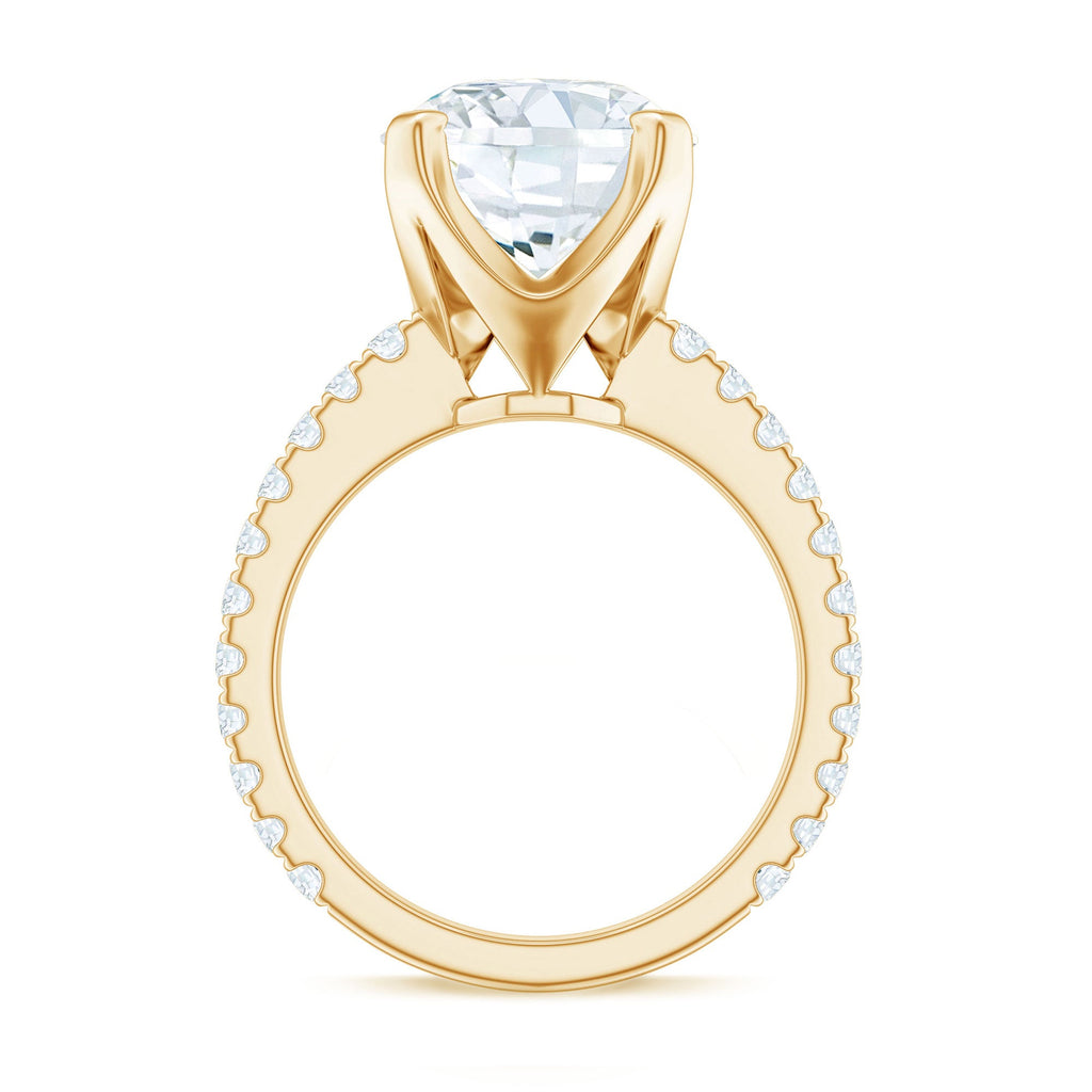 Round 10 MM Moissanite Solitaire Engagement Ring with Side Stones