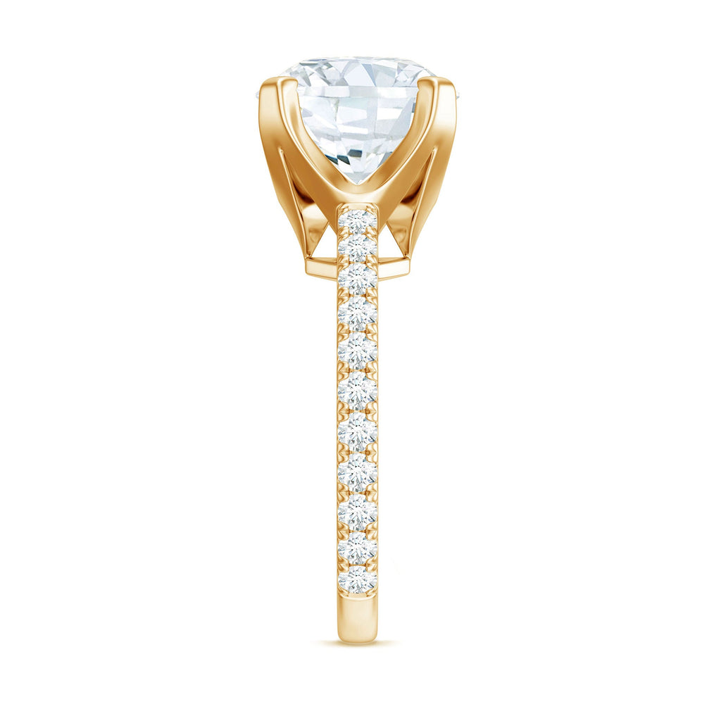 Round 10 MM Moissanite Solitaire Engagement Ring with Side Stones