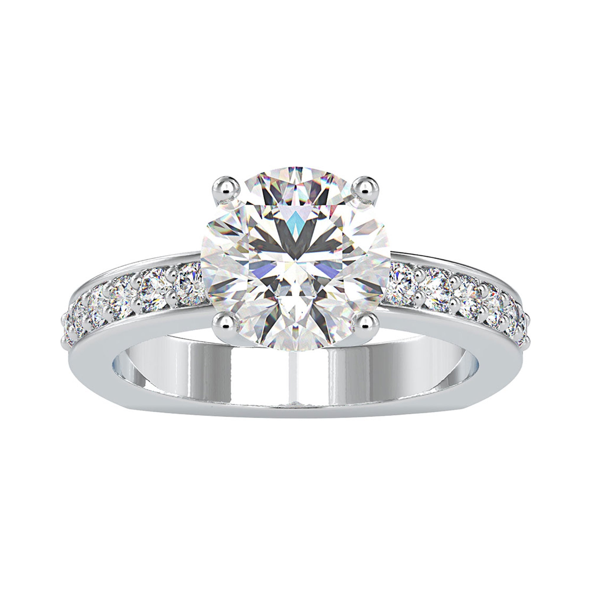 2.50 CT Solitaire Zircon Engagement Ring with Side Stones