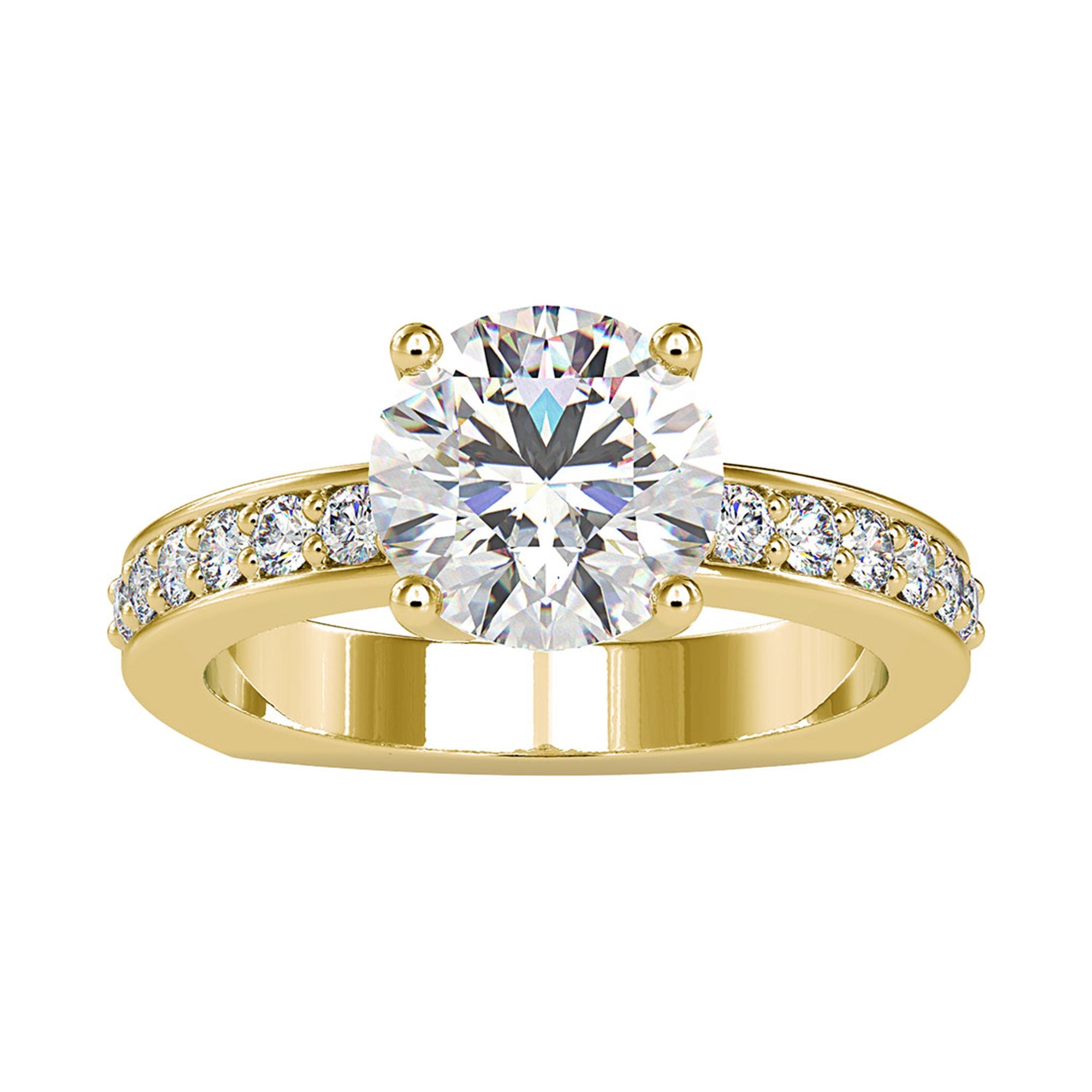 2.50 CT Solitaire Zircon Engagement Ring with Side Stones