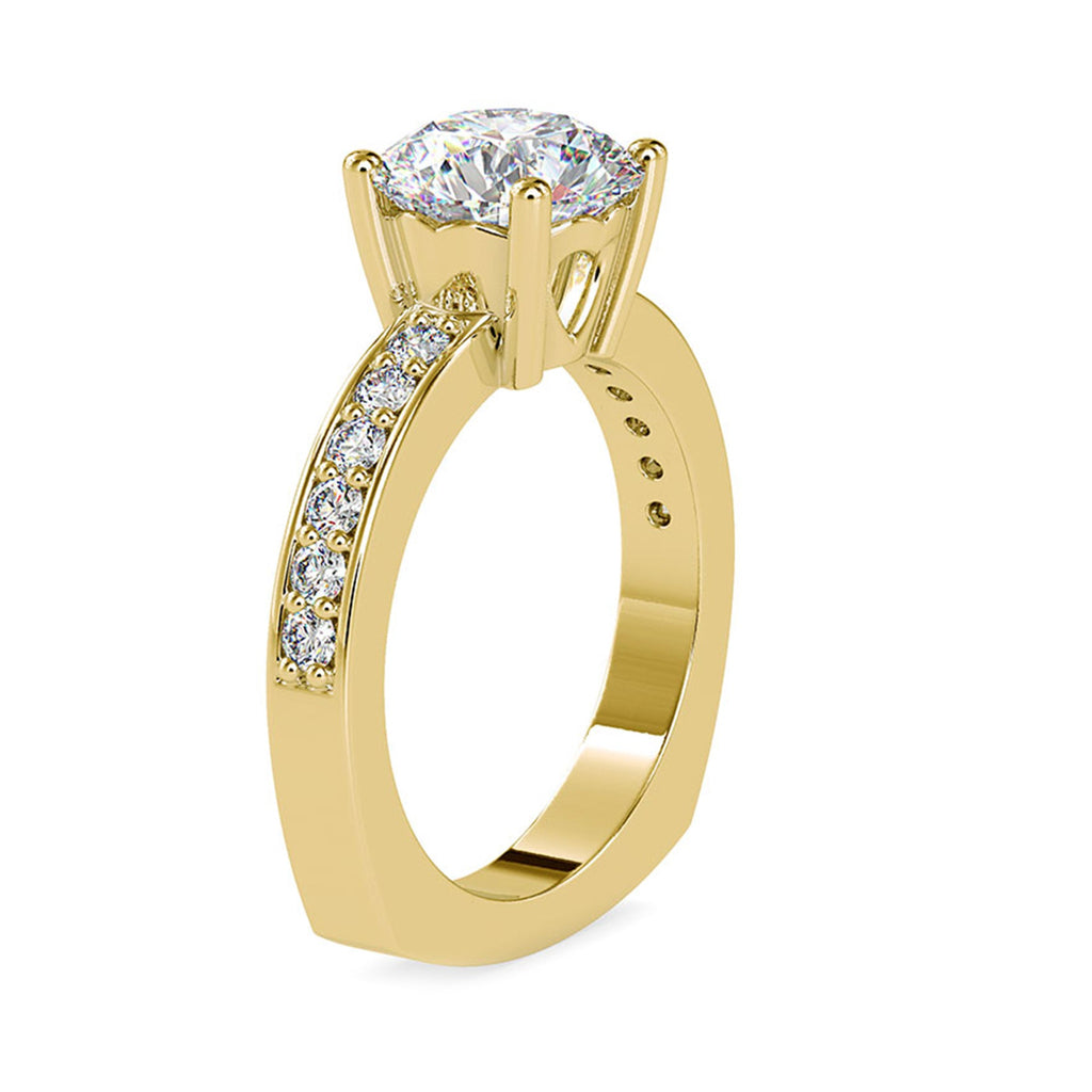2.50 CT Solitaire Zircon Engagement Ring with Side Stones