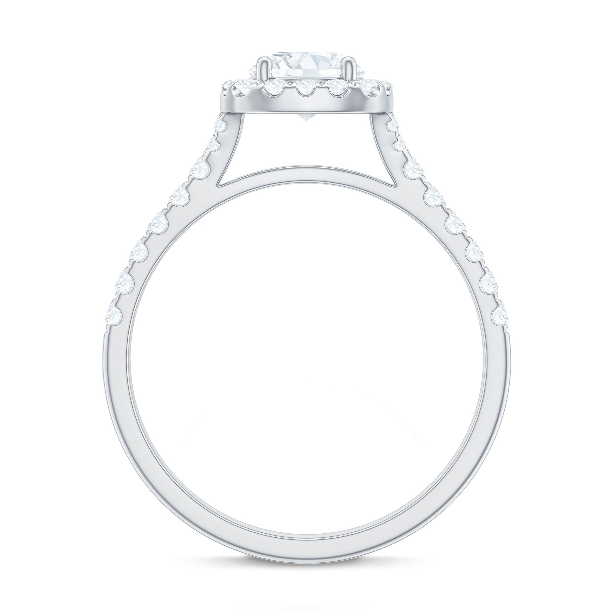 1.50 CT Designer Floating Halo Zircon Engagement Ring in Gold