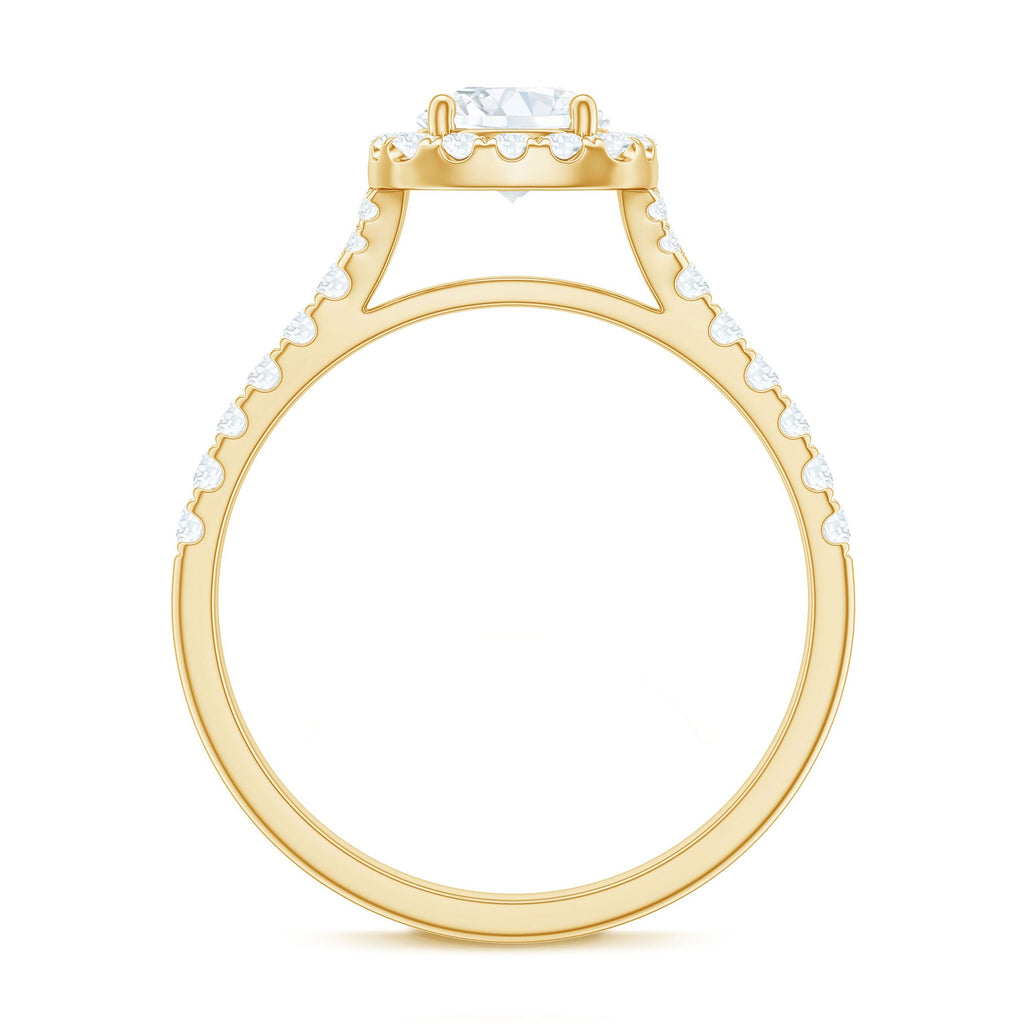 1.50 CT Designer Floating Halo Zircon Engagement Ring in Gold