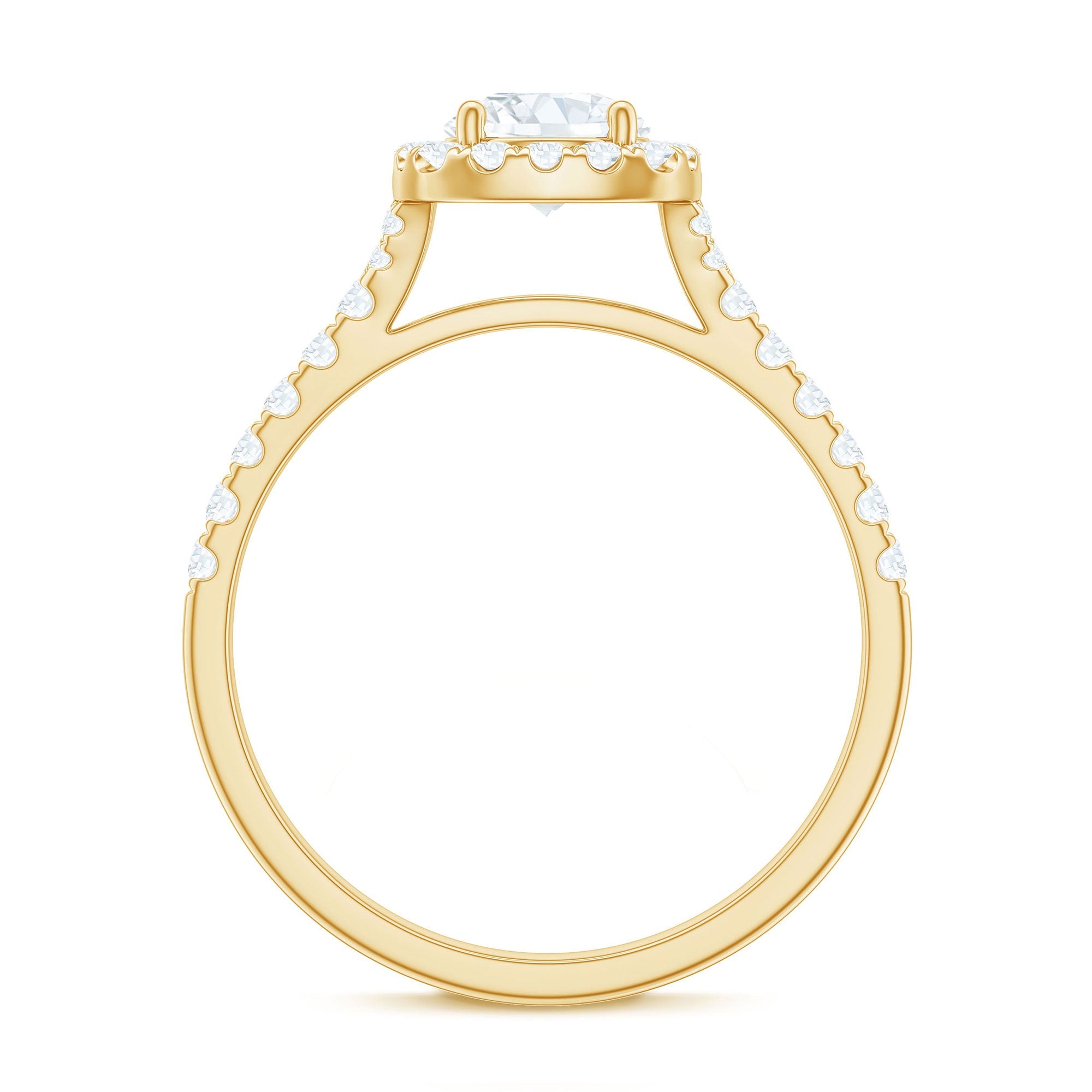 1.50 CT Designer Floating Halo Zircon Engagement Ring in Gold
