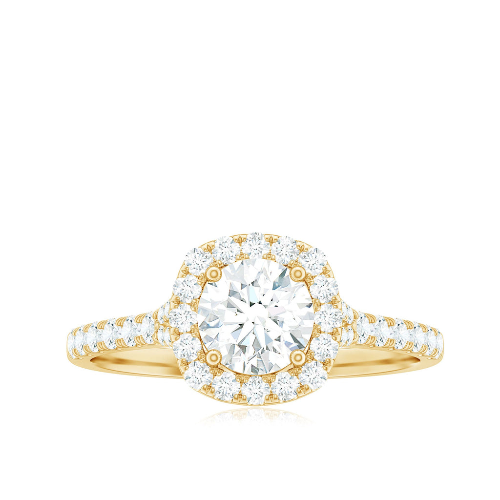 1.50 CT Designer Floating Halo Zircon Engagement Ring in Gold