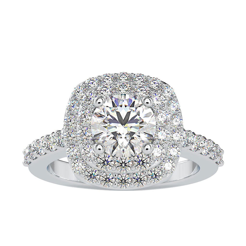 2.75 CT Cubic Zirconia Double Halo Engagement Ring in Gold