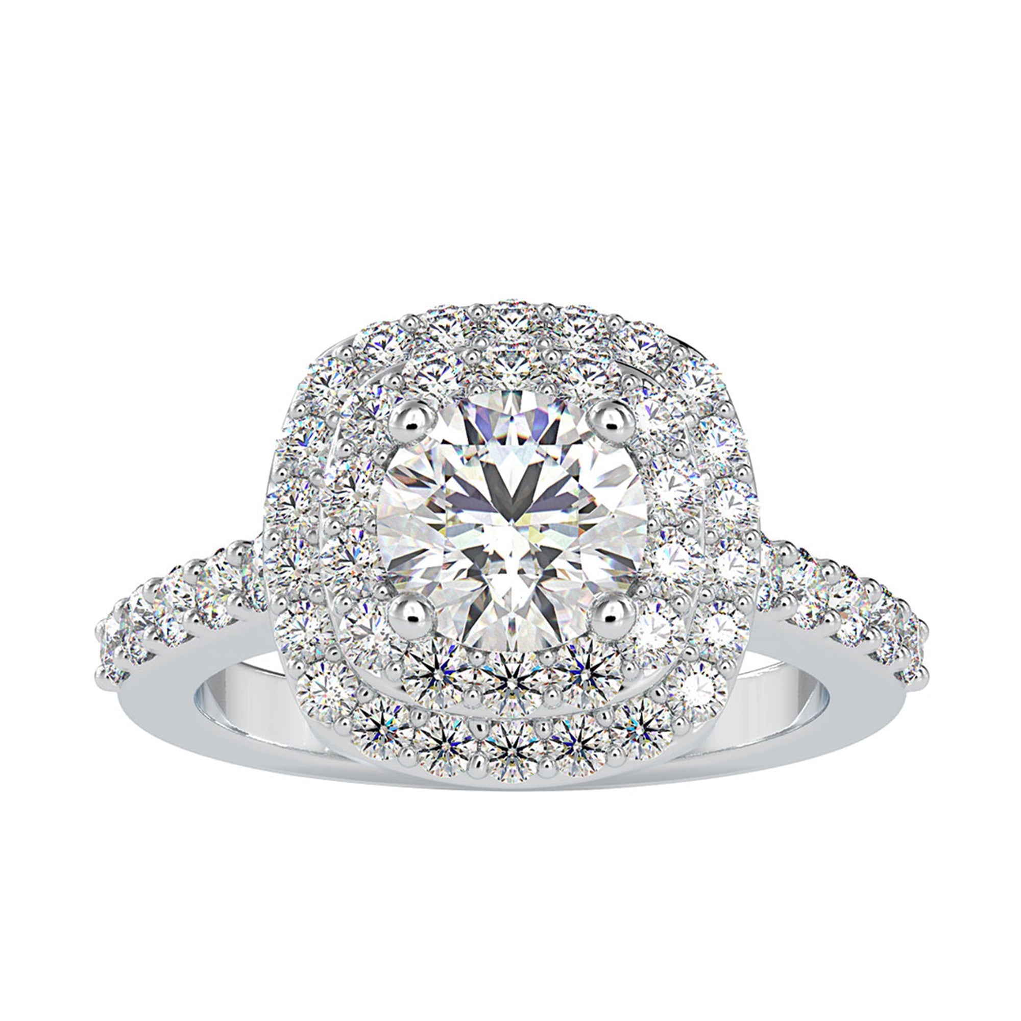 2.75 CT Cubic Zirconia Double Halo Engagement Ring in Gold
