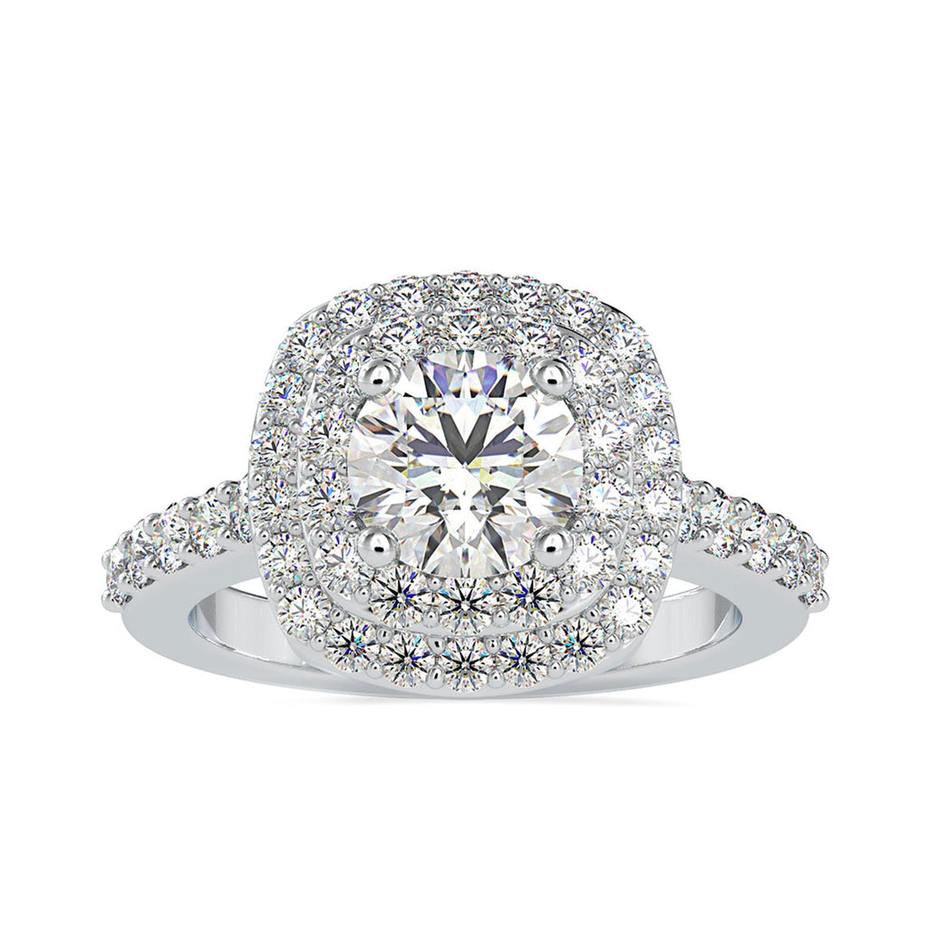 2.75 CT Cubic Zirconia Double Halo Engagement Ring in Gold