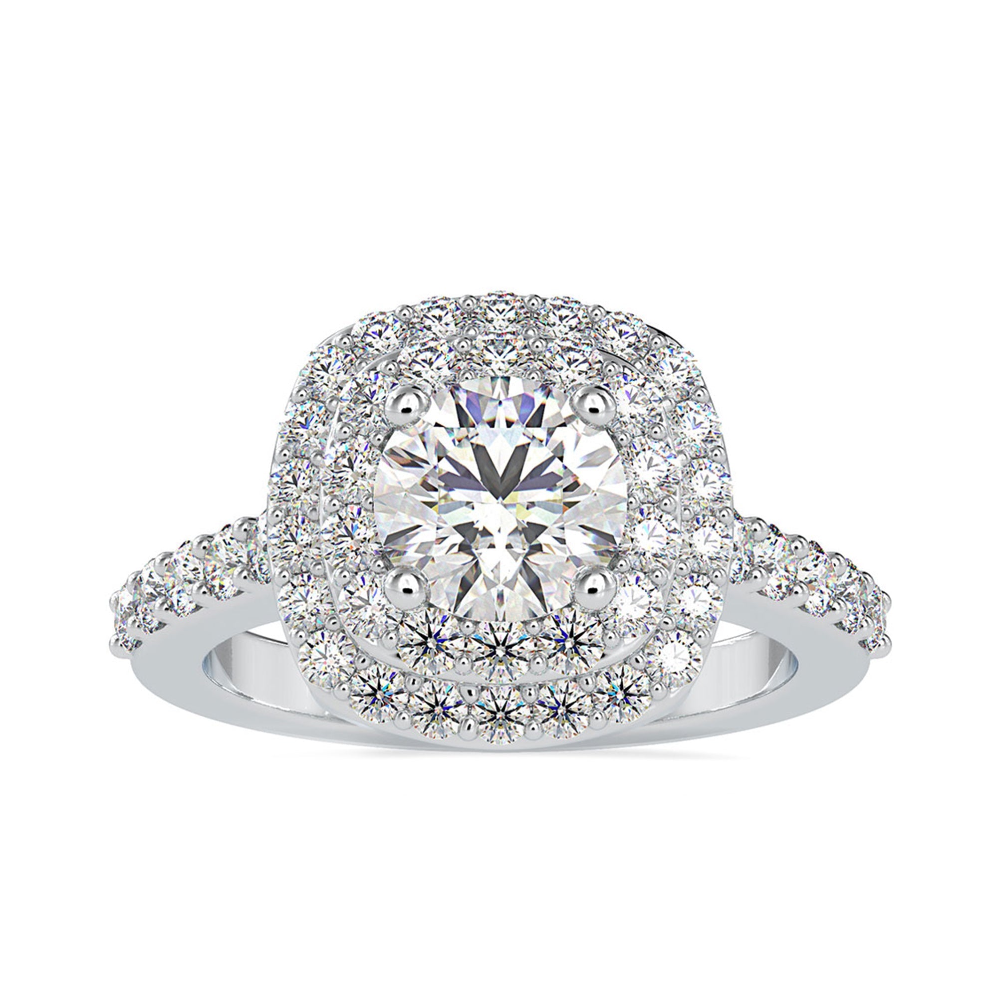2.75 CT Cubic Zirconia Double Halo Engagement Ring in Gold