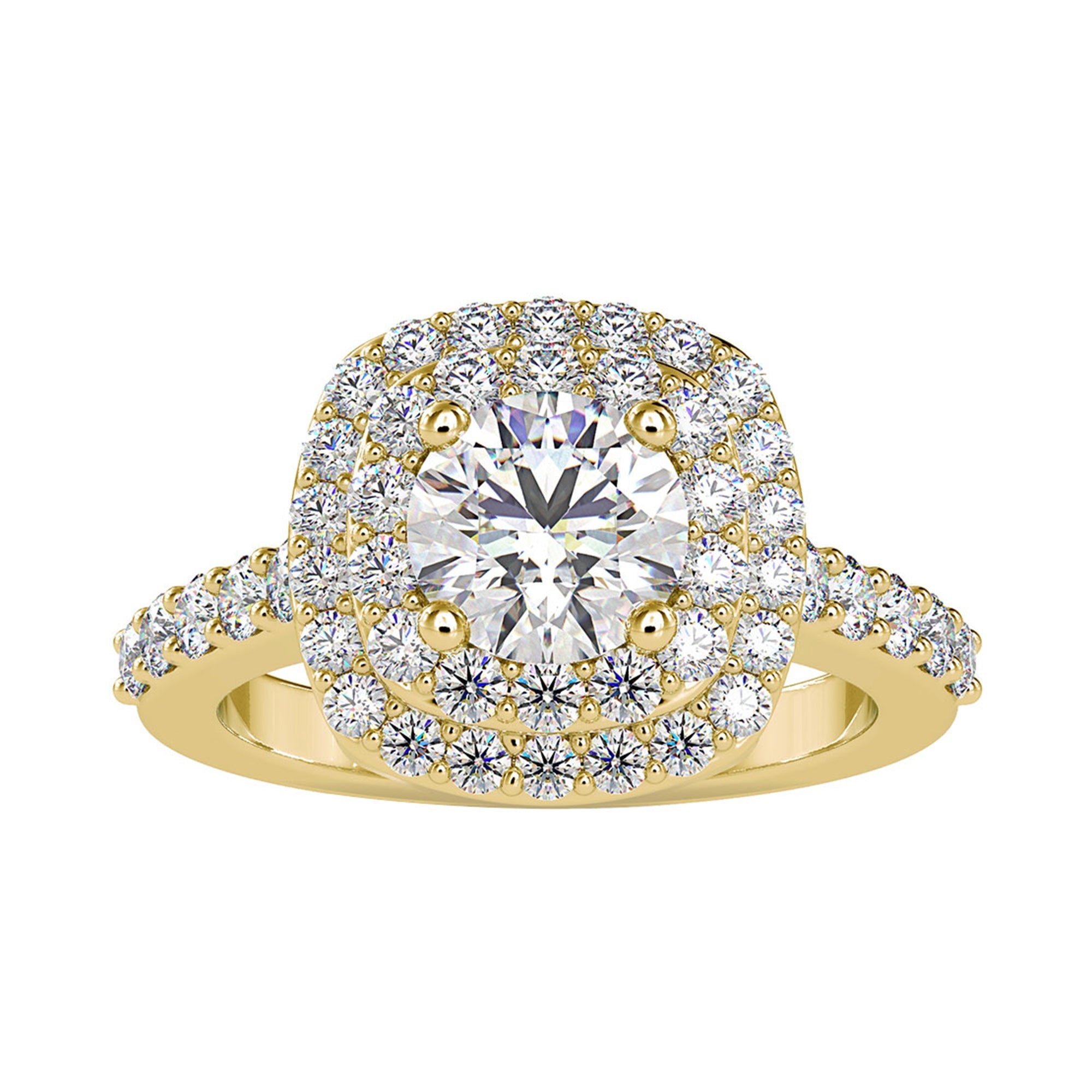 2.75 CT Cubic Zirconia Double Halo Engagement Ring in Gold