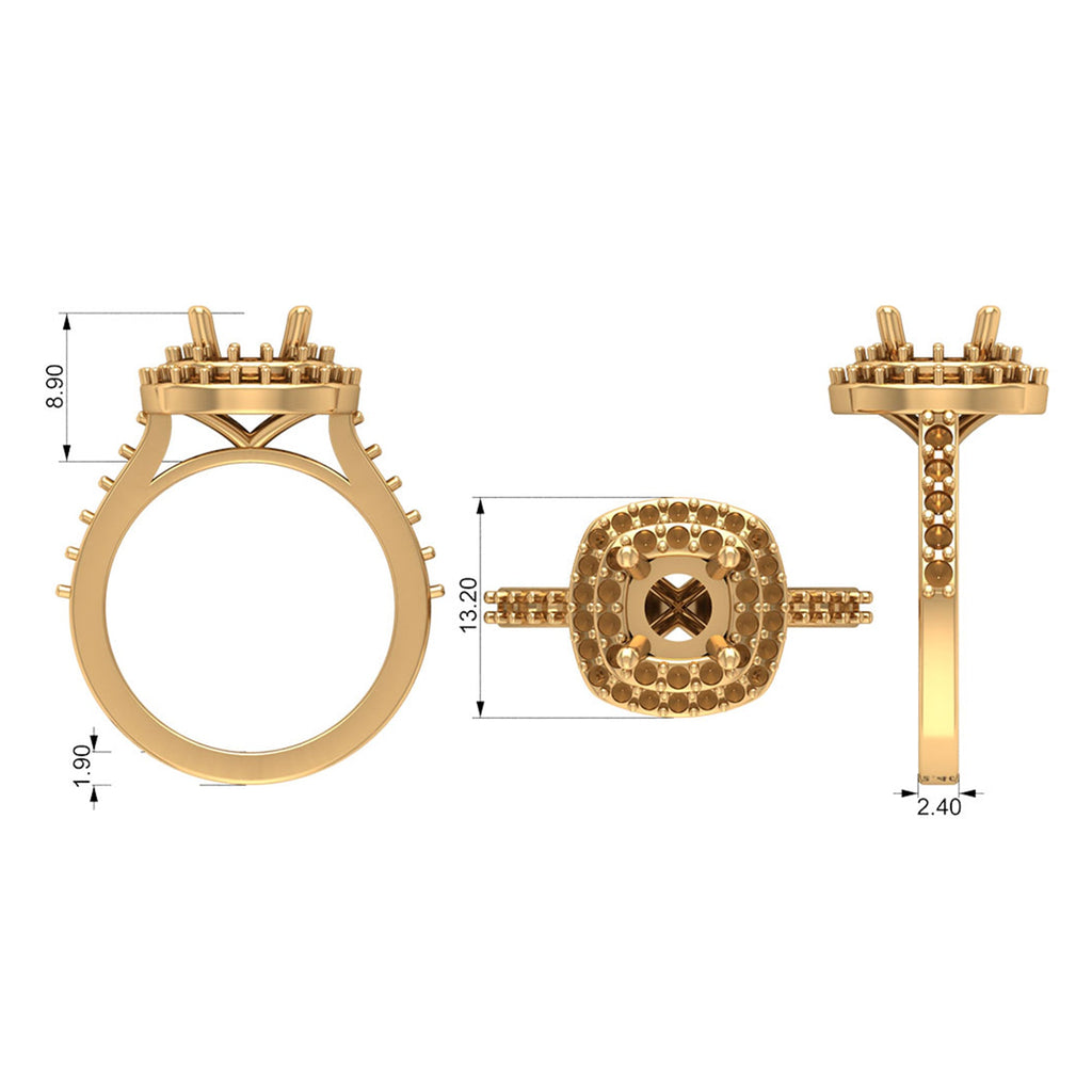2.75 CT Cubic Zirconia Double Halo Engagement Ring in Gold
