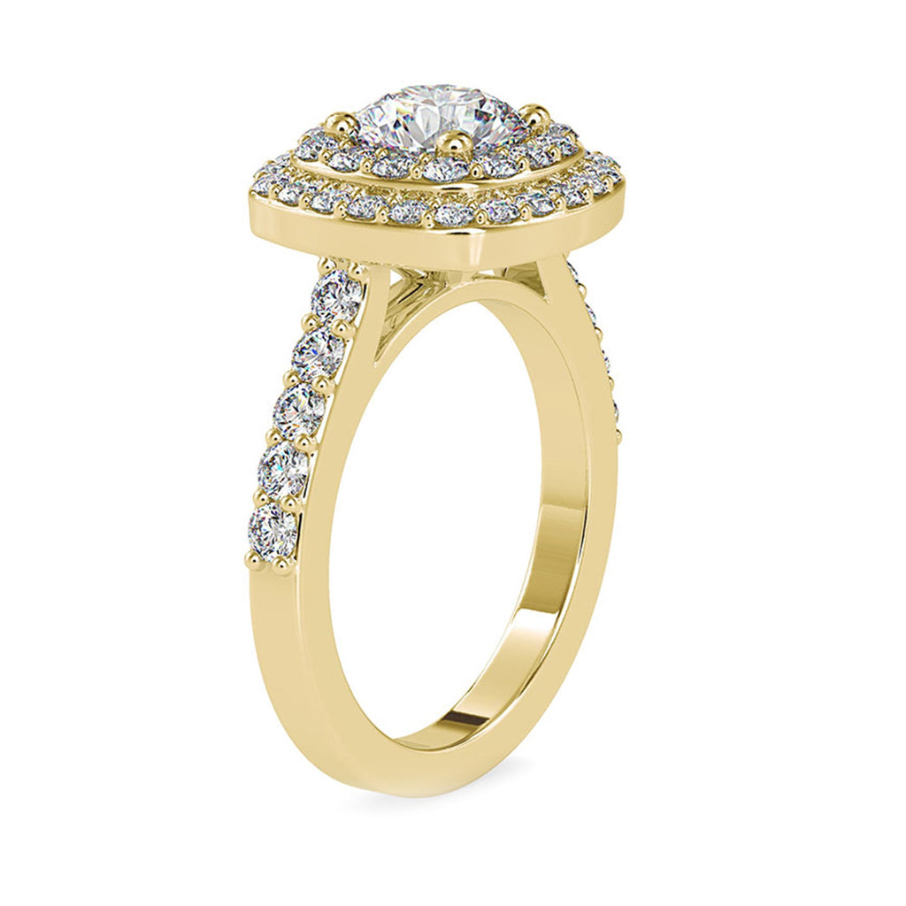 2.75 CT Cubic Zirconia Double Halo Engagement Ring in Gold