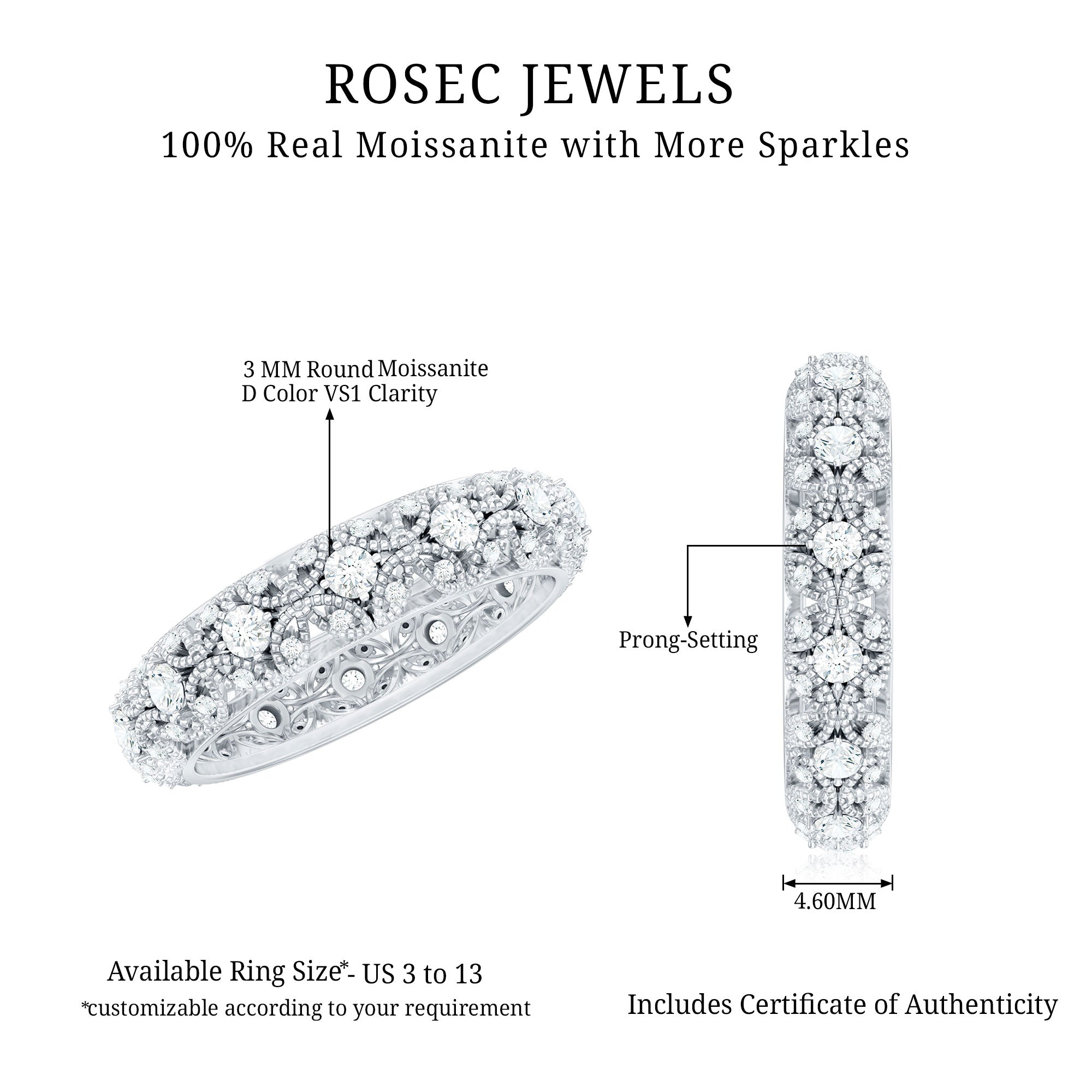 Moissanite Vintage Antique Wedding Ring