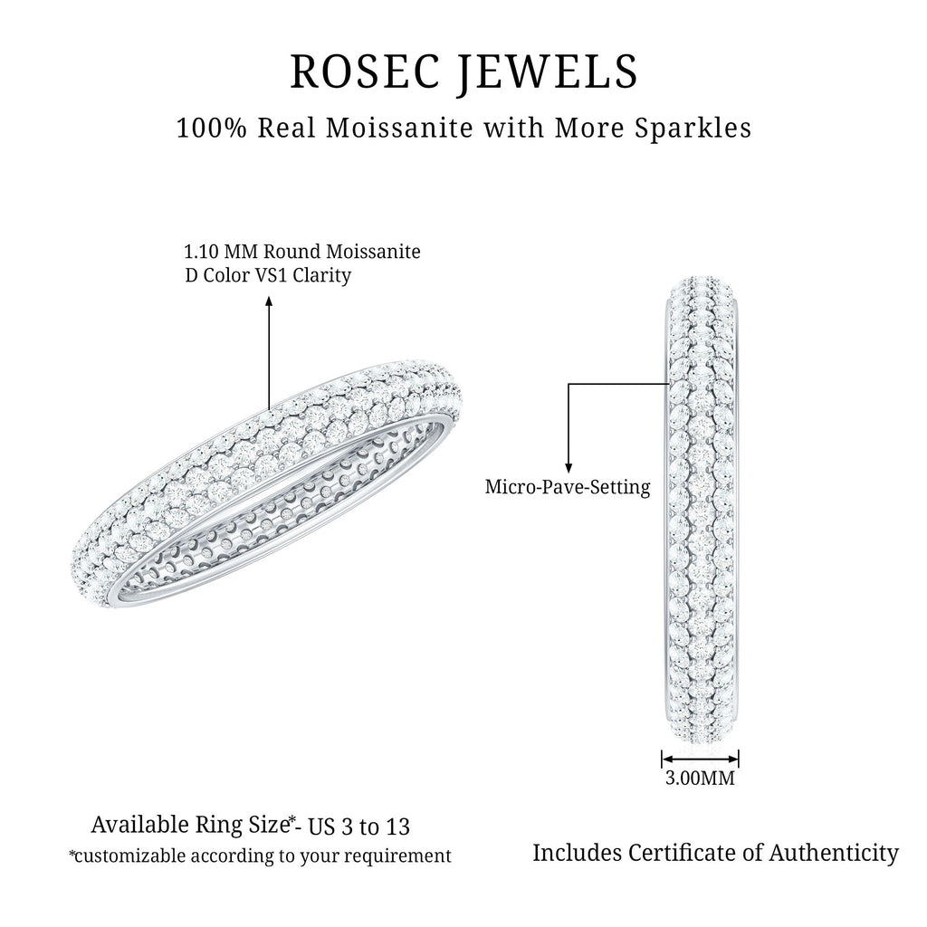 Micro Pave Set Moissanite Eternity Wedding Band for Women