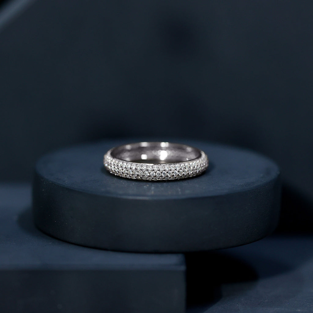 Micro Pave Set Moissanite Eternity Wedding Band for Women