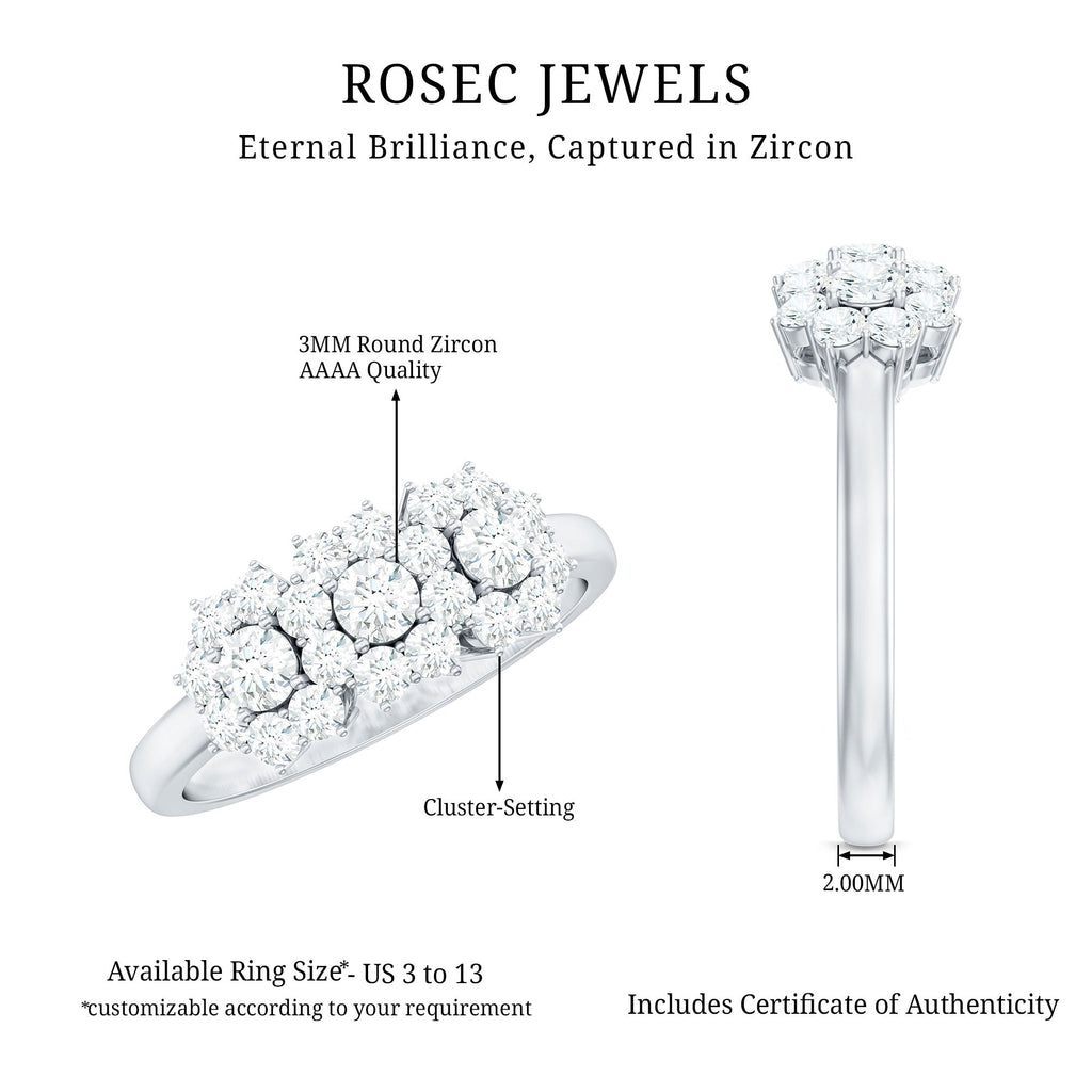 1 CT Zircon Floral Cluster Engagement Ring