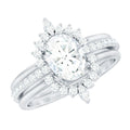 Certified Moissanite Oval Engagement Ring Set With Wedding Bands