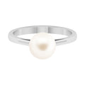 Simple Freshwater White Pearl Solitaire Engagement Ring in Gold