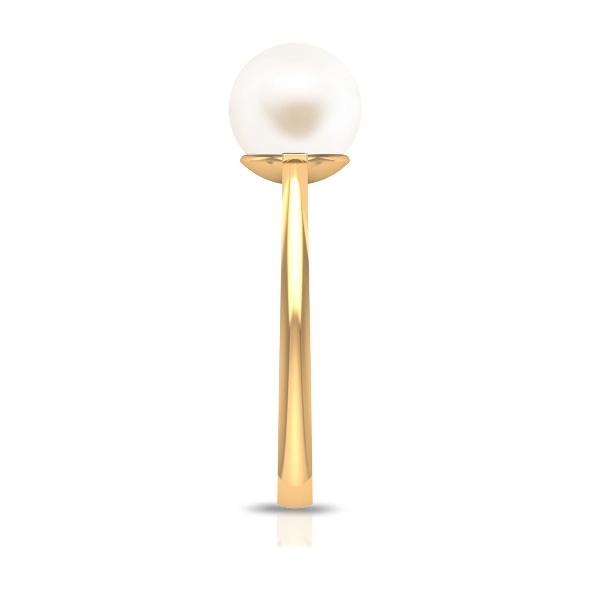 Simple Freshwater White Pearl Solitaire Engagement Ring in Gold