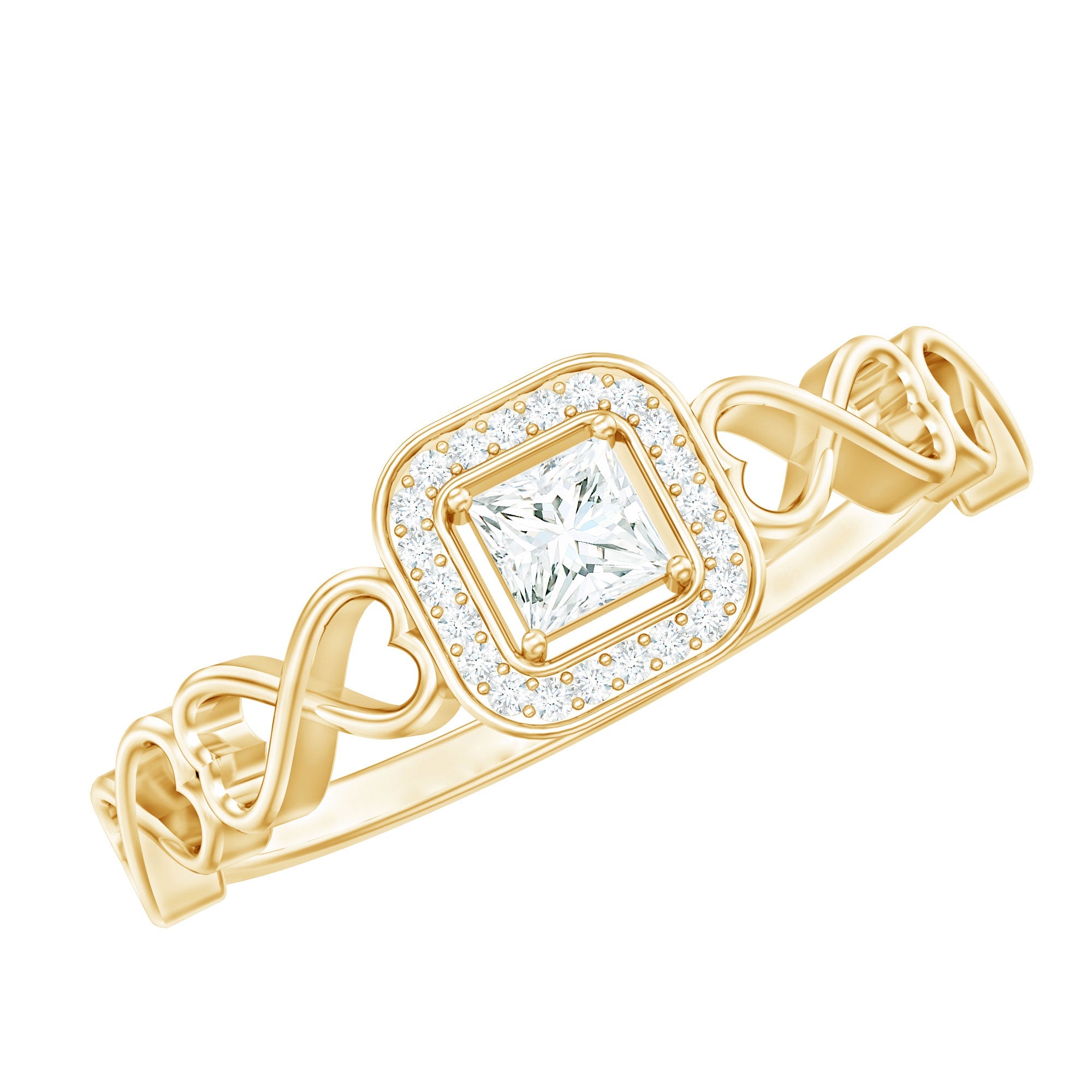 1/4 CT Real Diamond Infinity Heart Engagement Ring