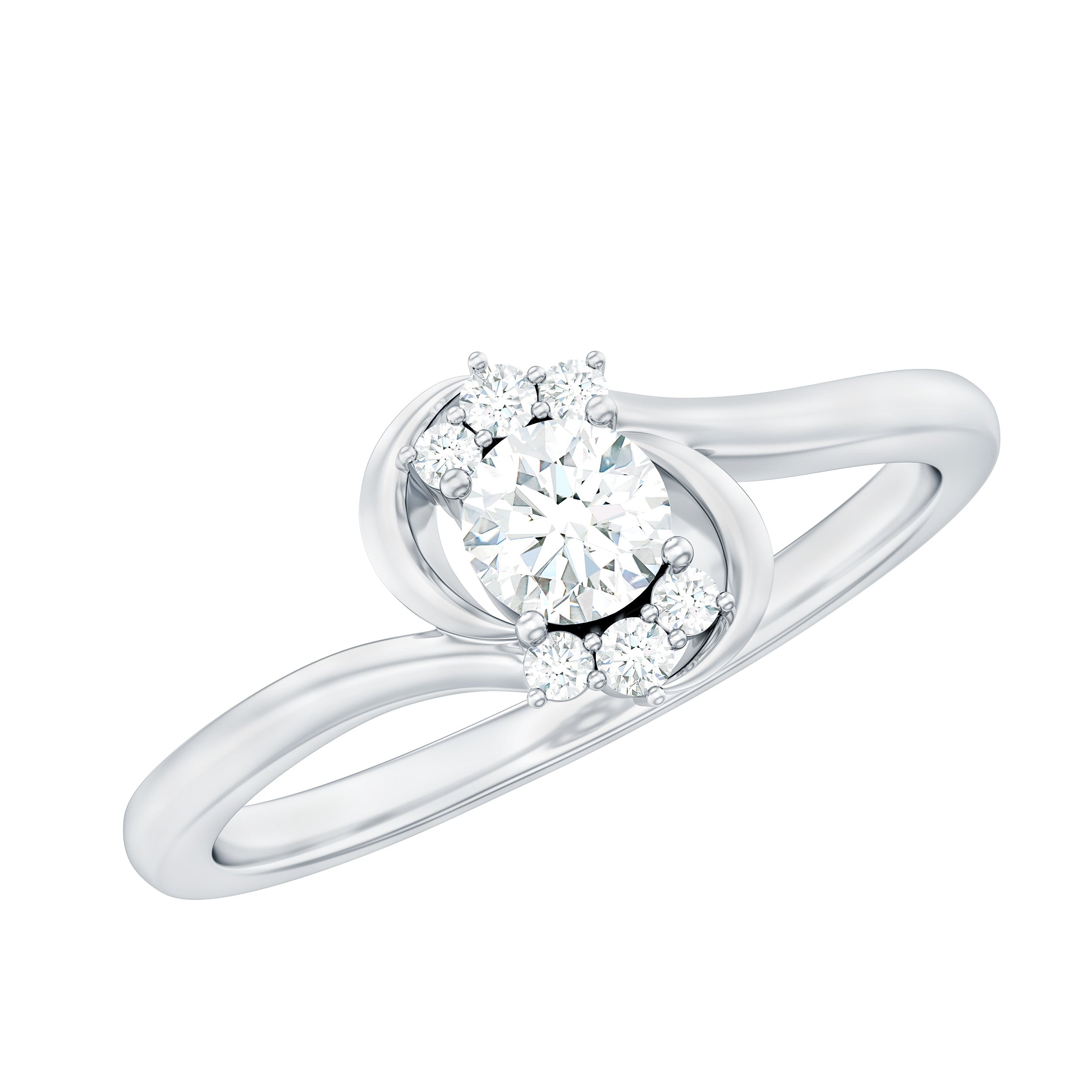 Certified Real Diamond Promise Ring with Bypass Shank