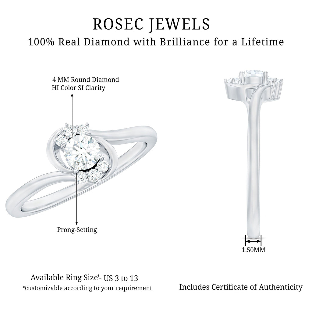 Certified Real Diamond Promise Ring with Bypass Shank