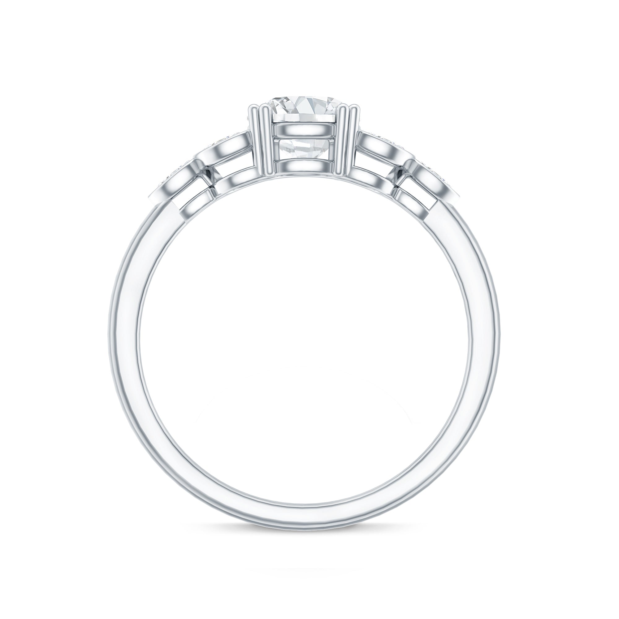 Certified Moissanite Solitaire Engagement Ring with Trio