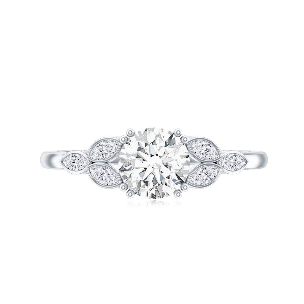 Certified Moissanite Solitaire Engagement Ring with Trio