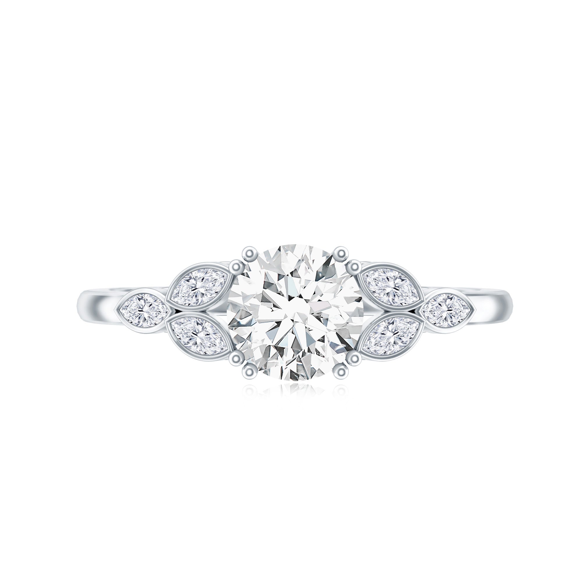 Certified Moissanite Solitaire Engagement Ring with Trio