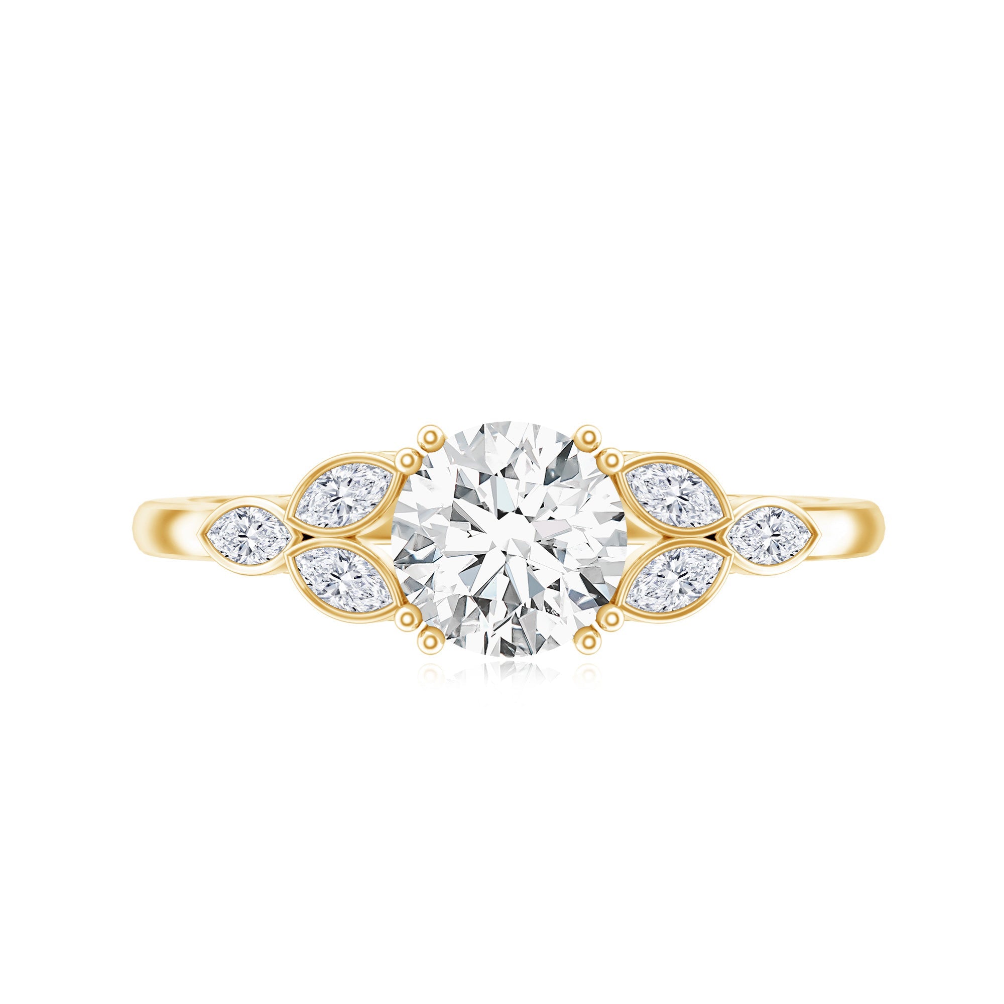 Certified Moissanite Solitaire Engagement Ring with Trio