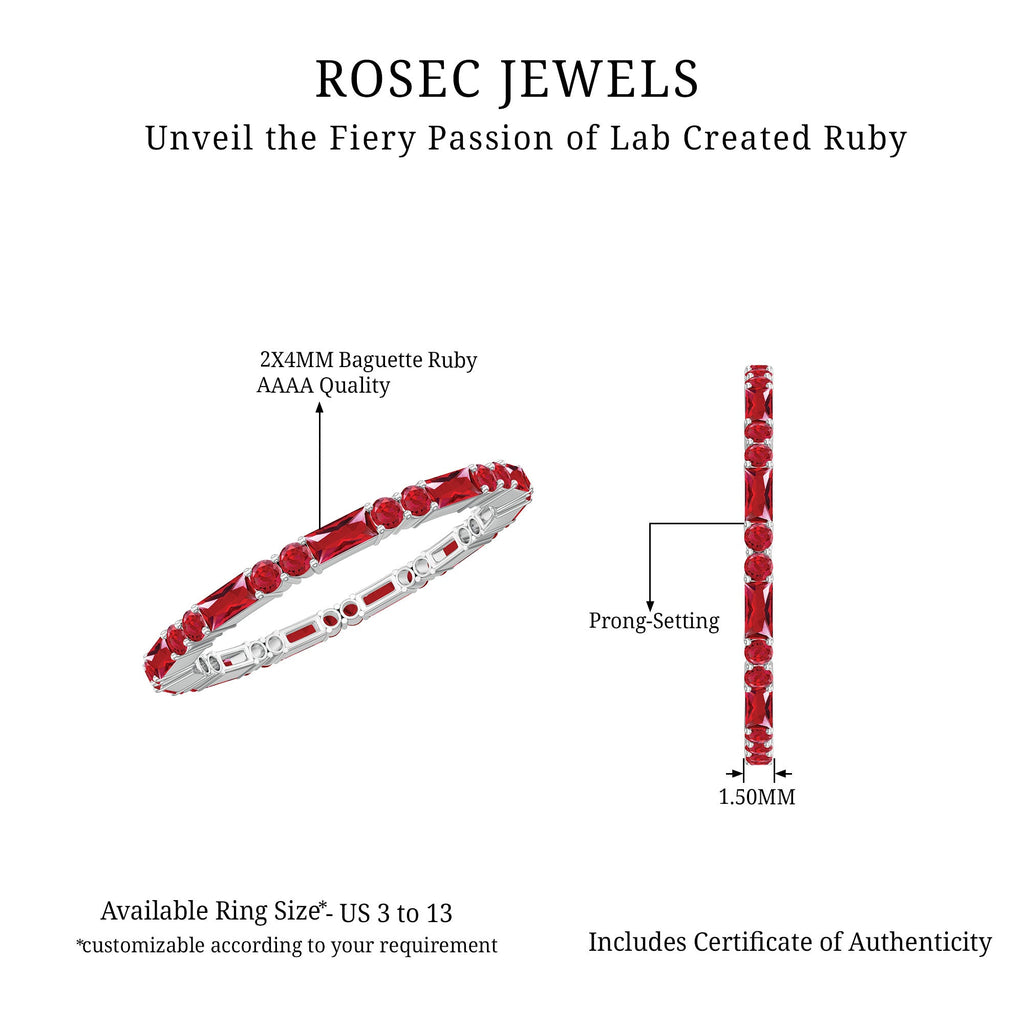 1 CT Baguette and Round Created Ruby Full Eternity Ring
