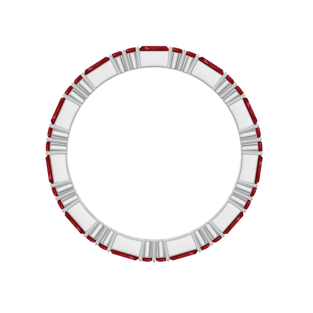 1 CT Baguette and Round Created Ruby Full Eternity Ring