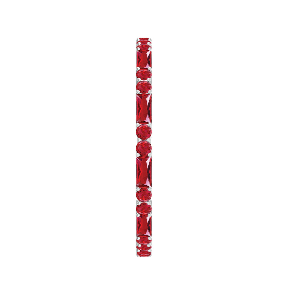 1 CT Baguette and Round Created Ruby Full Eternity Ring