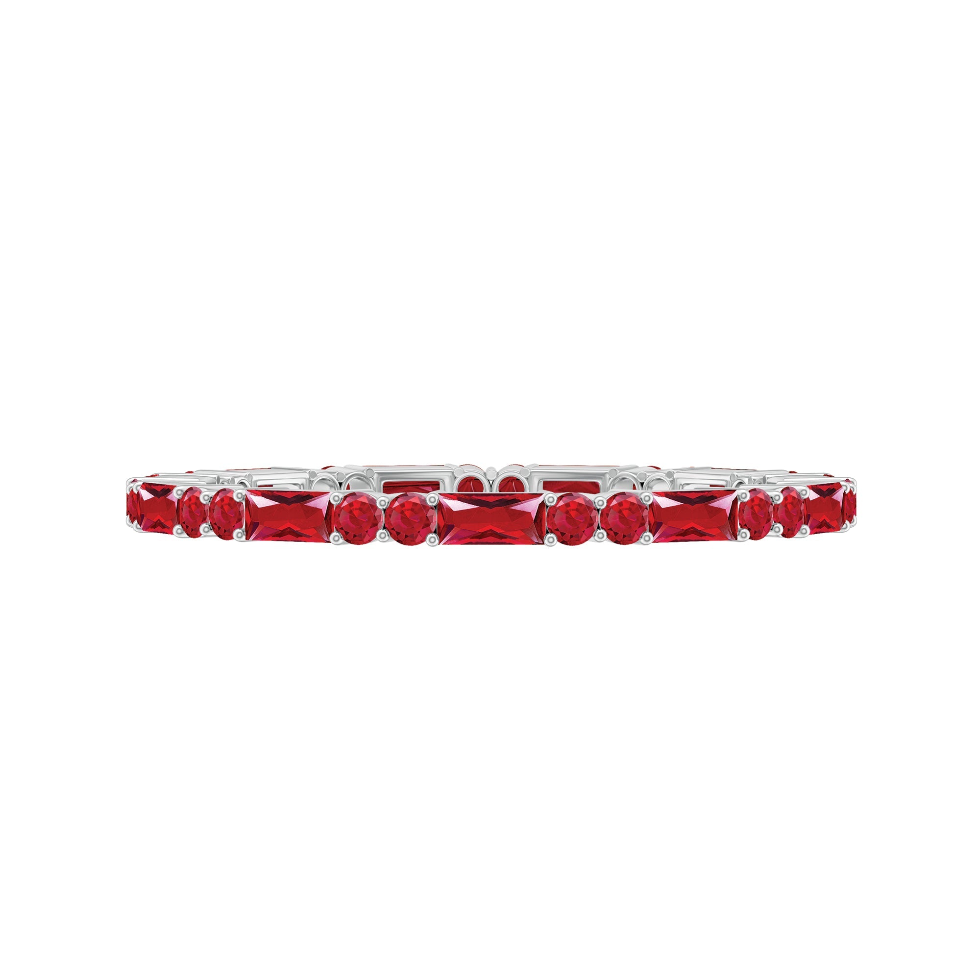 1 CT Baguette and Round Created Ruby Full Eternity Ring
