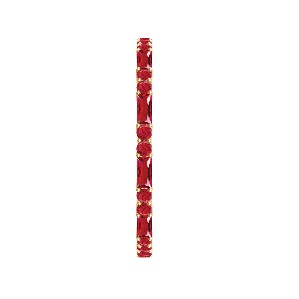 1 CT Baguette and Round Created Ruby Full Eternity Ring