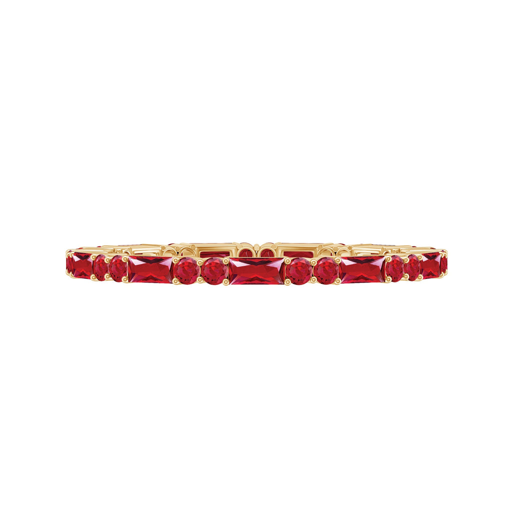 1 CT Baguette and Round Created Ruby Full Eternity Ring
