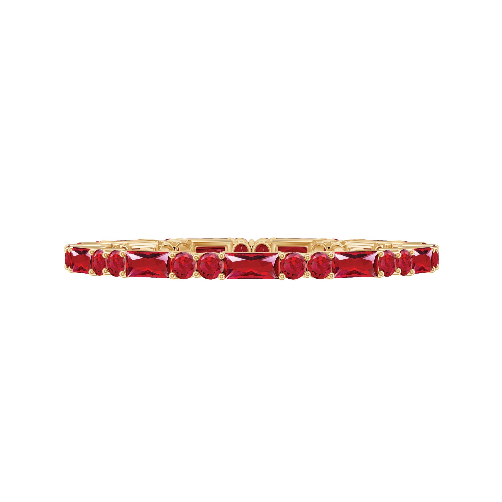 1 CT Baguette and Round Created Ruby Full Eternity Ring
