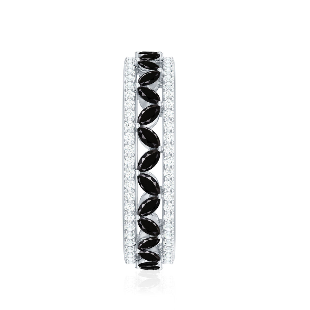 1.25 CT Elegant Created Black Diamond and Moissanite Wedding Band Ring