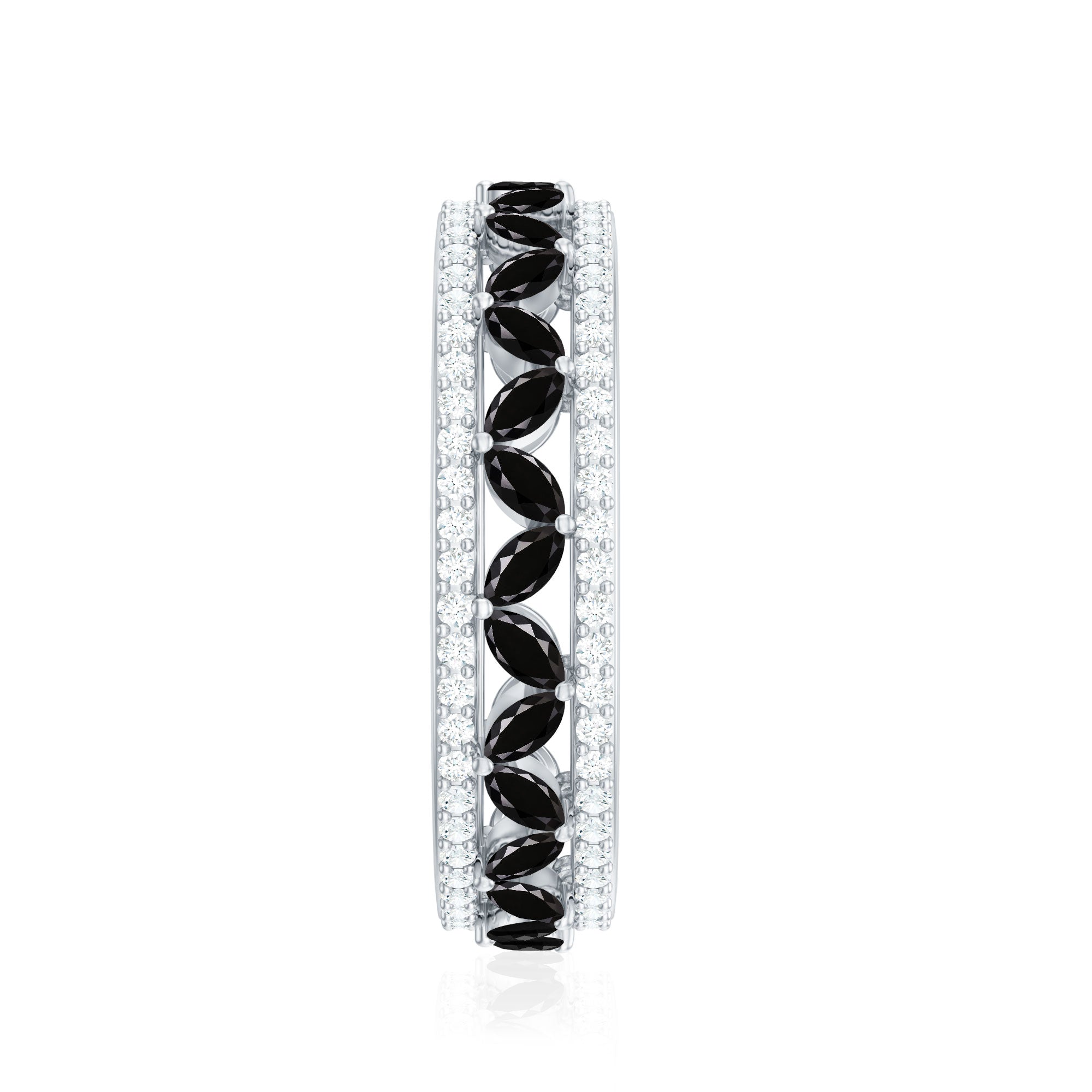 1.25 CT Elegant Created Black Diamond and Moissanite Wedding Band Ring